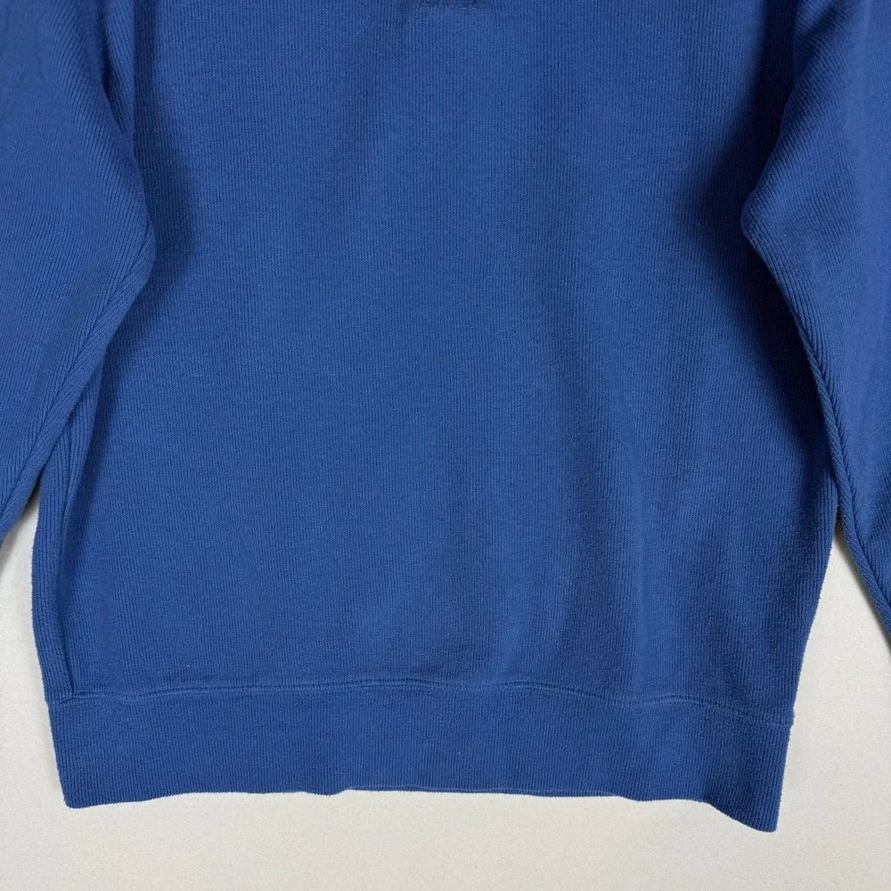 Lands' End Sweater Mens Small Blue 1/4 Zip Mock Neck Knit Pullover‎ Cotton Blend